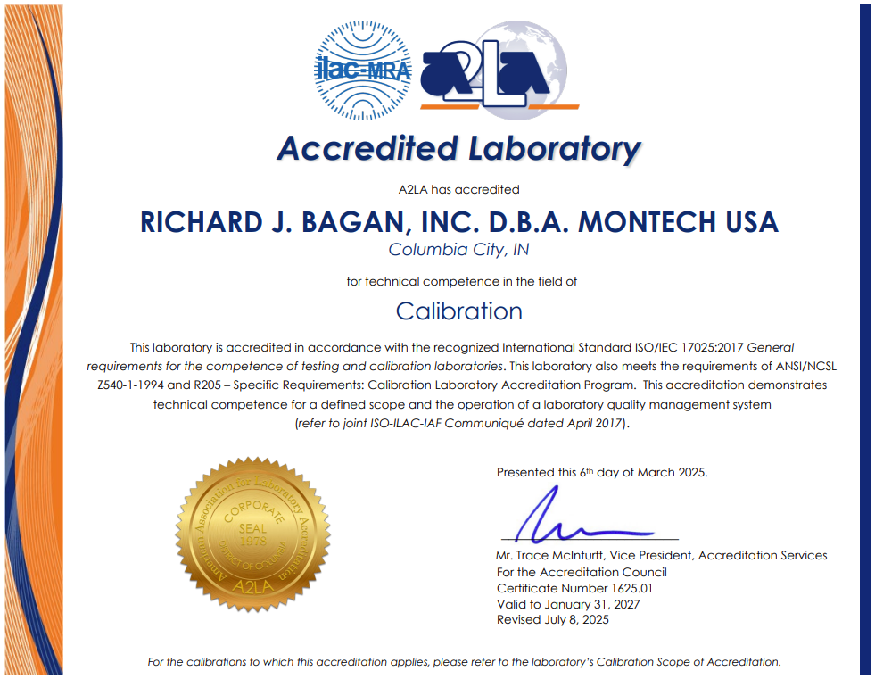 A2LA Certificate